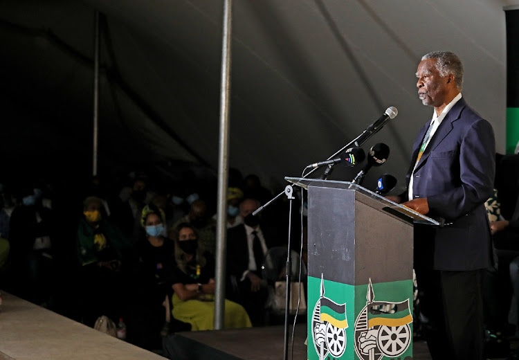 Former president Thabo Mbeki addresses professionals and business as part of the ANC's local government election campaign.