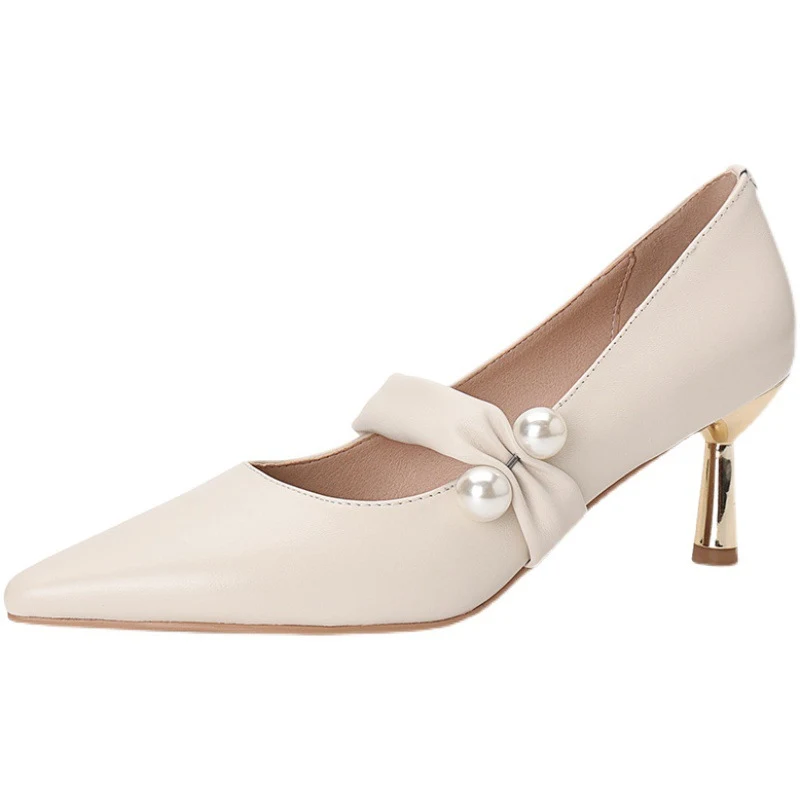 Elegantes Tacones Altos Blancos para Mujer con Punta Fina Zapatos Niche de Alta Gama para un Look Sofisticado