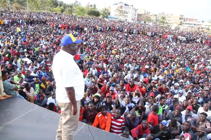 CCM party leader Isaac Rutto address final rally at Bomet stadia respectively on Saturday./Felix Kipkemoi