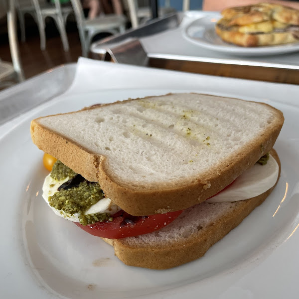 Caprese Sandwich on gluten free white bread