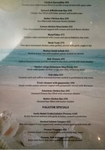 Vagator Beach Shack menu 