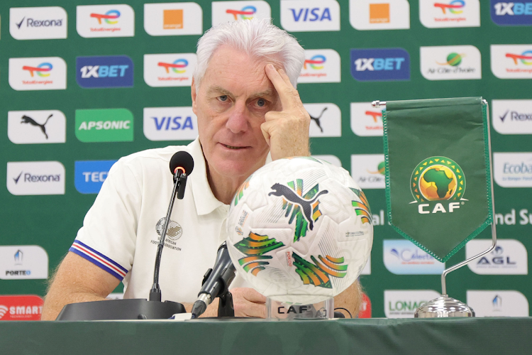 Bafana Bafana coach Hugo Broos during an Africa Cup of Nations press conference in Korhogo, Ivory Coast.