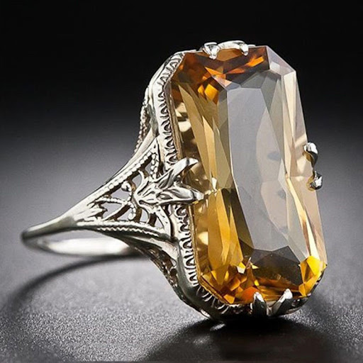 Title 4, Citrine Hollow Carved Eye-catching Ring enhance...