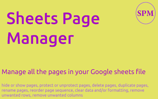 Screenshot of Sheets Pages Manager