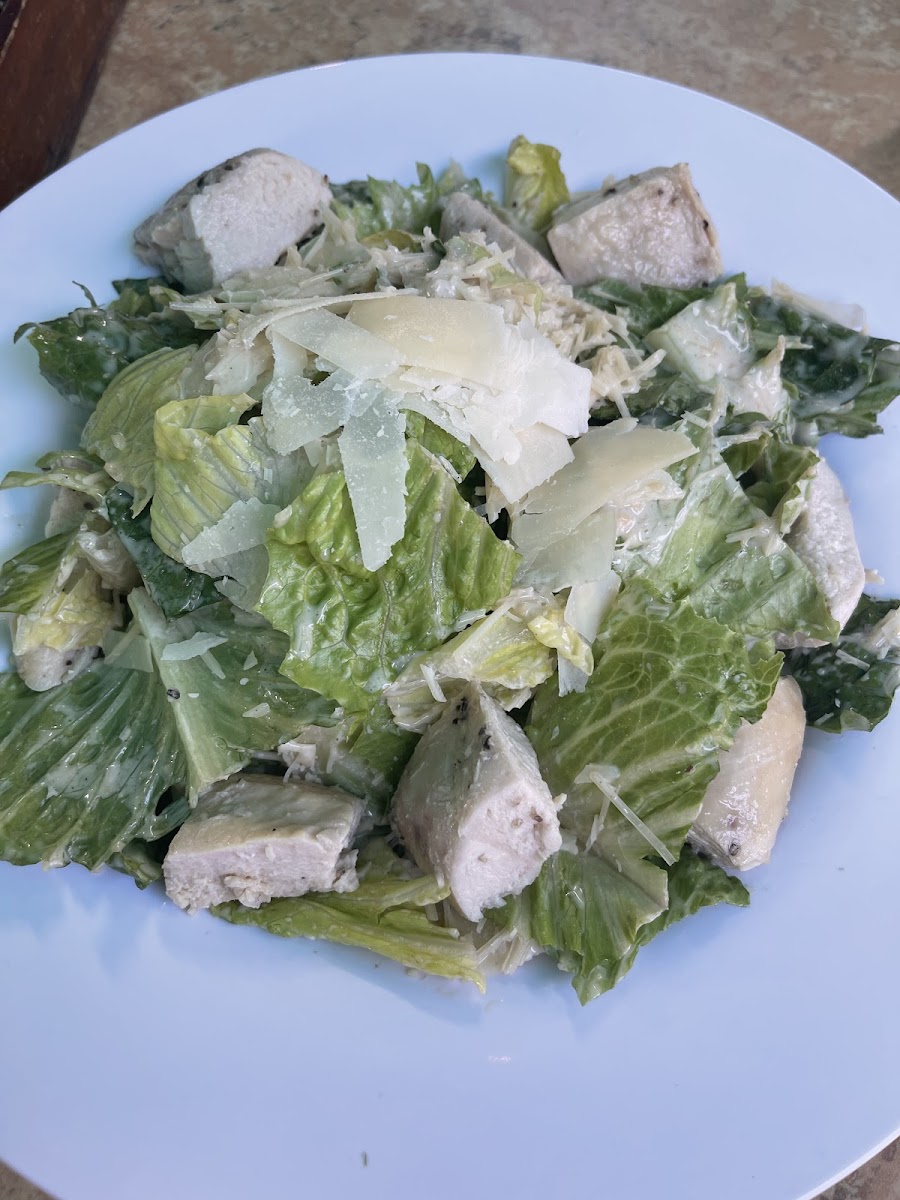 Ceaser salad without croutons and I added chicken