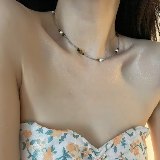 Title 1, Tigereye Handmade Beaded Pearl Necklace, an ele...