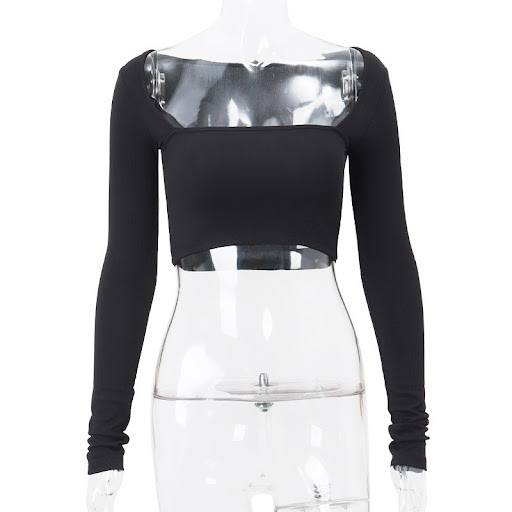 Title 14, Womens Square Collar Cropped Top, fitted slimm...