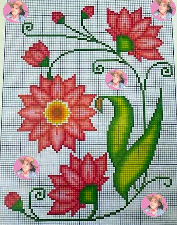 Esquema de flores en punto de cruz 