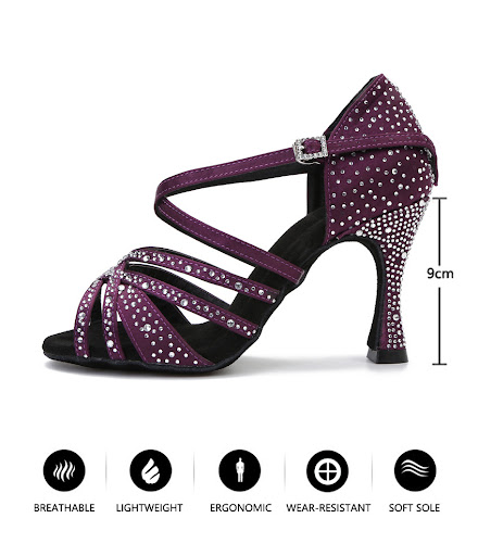 Title 7, Black Latin Dance Performance Dancing Shoes, of...
