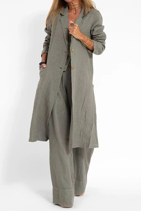 Dames Fashion Casual Katoen Linnen Trenchcoat met Reverskraag en Zakken Jas Perfect voor Een Stijlvolle en Comfortabele Look Geschikt voor Dagelijks Gebruik