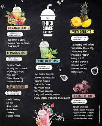 The Thickshake Factory menu 