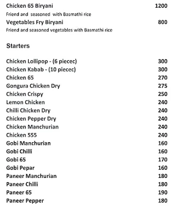 Shahi Dum Biryani menu 