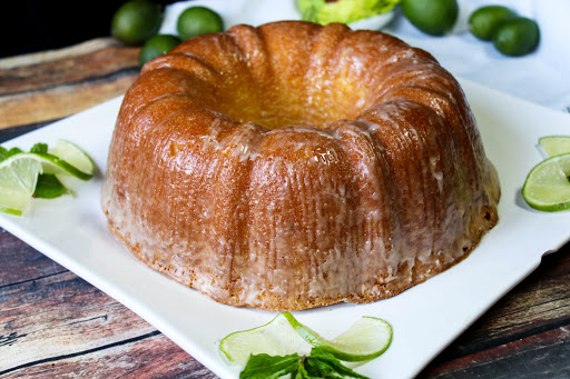 Key Lime Pound Cake with a glaze.