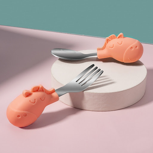 Title 2, Childrens Short Handle Fork Spoon Learn To Eat...
