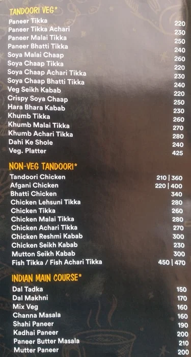 Pandara menu 