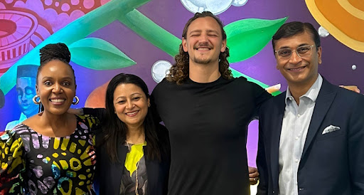 From left, Palesa Mokaba, head of marketing and communications, Wipro Africa; Ranjita Ghosh, chief marketing officer, Wipro Apmea (Asia-Pacific, Middle East and Africa); Johnny Allison, muralist and artist; and Vinay Firake, CEO of the Wipro Apmea strategic market unit.