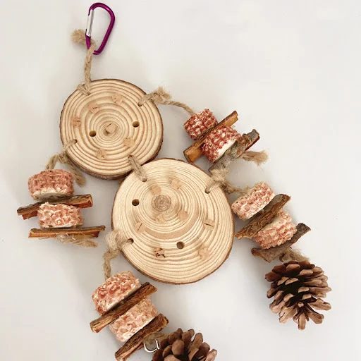 Parrot Chew Toys Corn Cobs Pine Cones Barks Hanging Bird Cage Interactive Toy For Birds Chinchilla Hamster Rabbit