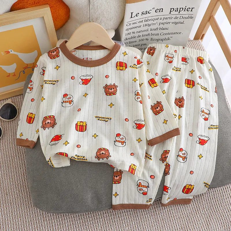 Roupa de verão infantil, conjunto leve de algodão estilo coreano para meninos e meninas, ideal para ar condicionado, pijamas finos para bebês