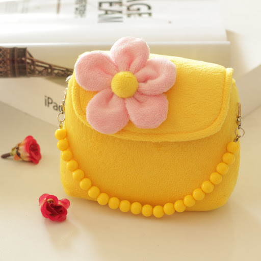 Title 6, Girls Bead Chain Hand Bag Cute Flower Princess Bag