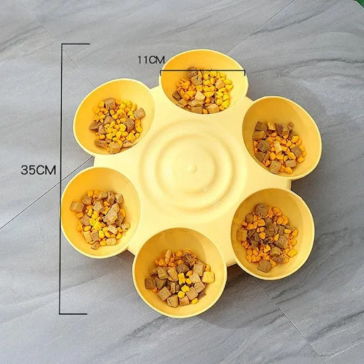 Pet Cat Dogs 6-grid Petals Bowls Multi-function Drinking Water Feeding Bowl Slow Eating Feeder Food Distribution Contain