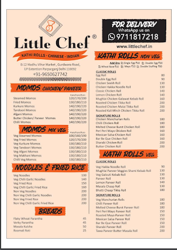 Little Chef menu 