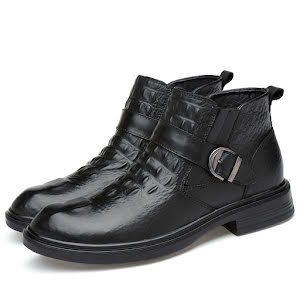 Men's Autumn-Winter Hot Lace-up Synthetic Leather Winter Boots ...