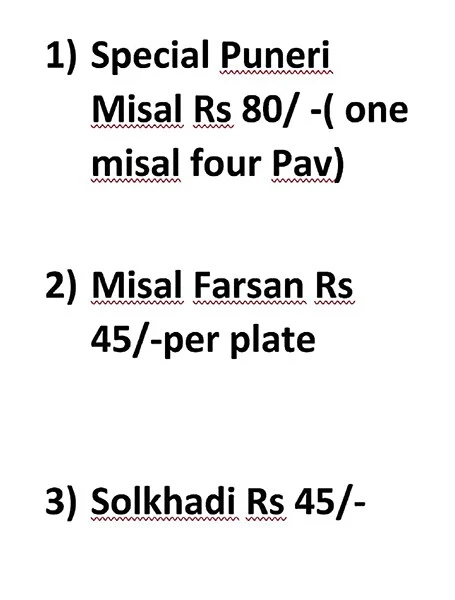 Kavi Misal menu 