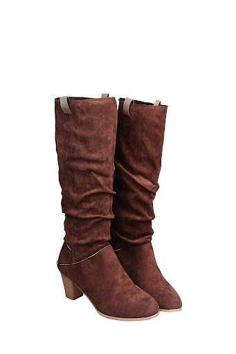 Title 7, European and American Thick Heel Suede Loose Hi...