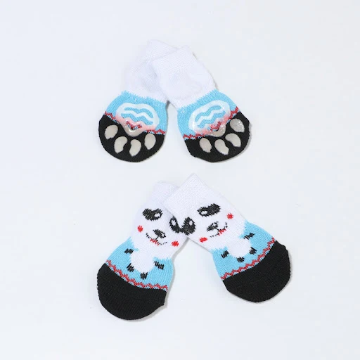 4pcs/lot Dog Shoes Lovely Warm Dog Socks Cotton Anti-slip Puppy Cat Knit Socks For Autumn Winter Indoor Wear Pet Supplie