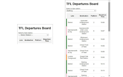 TfL Departures Board