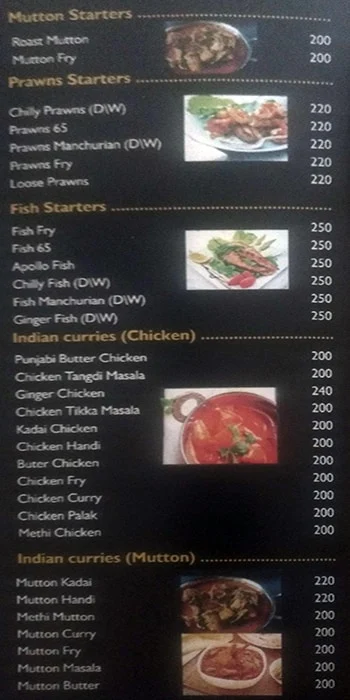 Fire & Ice Restaurant menu 