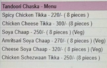 Tandoori Chaska menu 