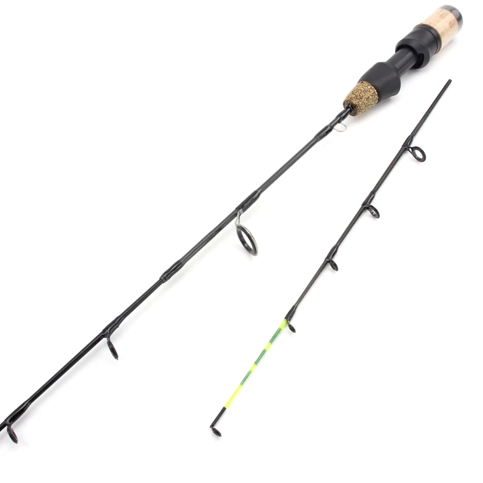 Kit de pesca no gelo com ponta dupla, carretilha de spinning e vara para pesca de inverno. Pesque com facilidade e eficiência.