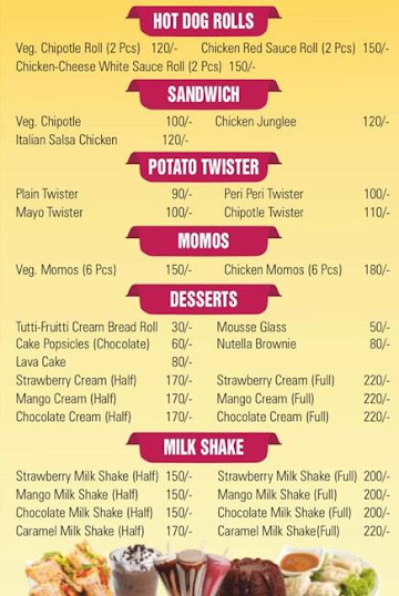 House Of Treats menu 