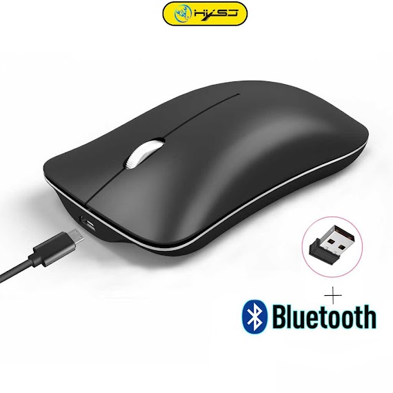 Chuột Bluetooth Hxsj T23 5.1 Wireless Usb 2.4Ghz Siêu Mỏng Tự Sạc, Ko Tiếng Ồn Cho Pc Laptop, Máy Tính Bluetooth, Tivi