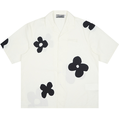 Title 2, Hand-painted Silhouette Floret Cuban Collar Sho...