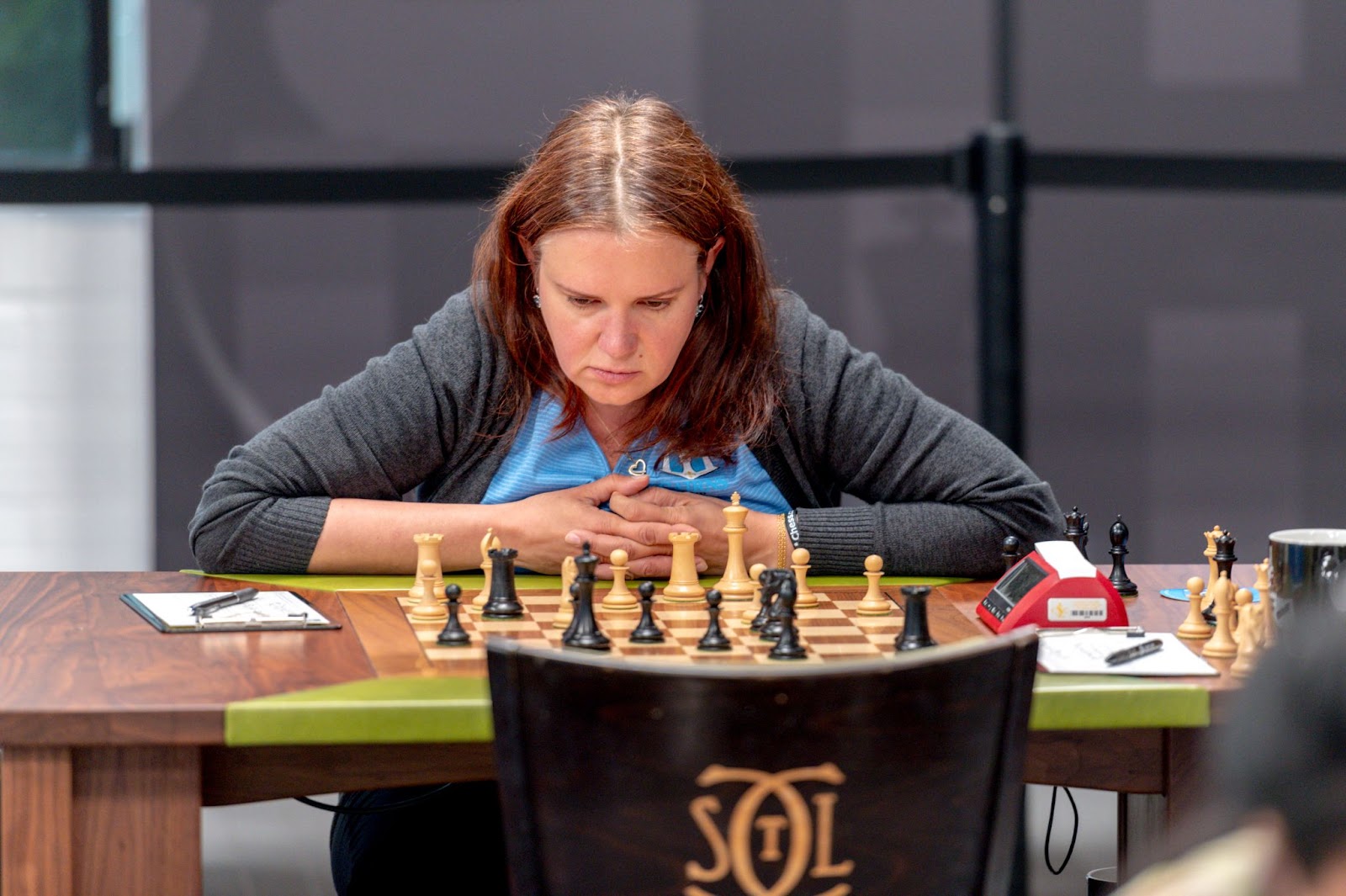 Anna Zatonskih plays multiple games of chess