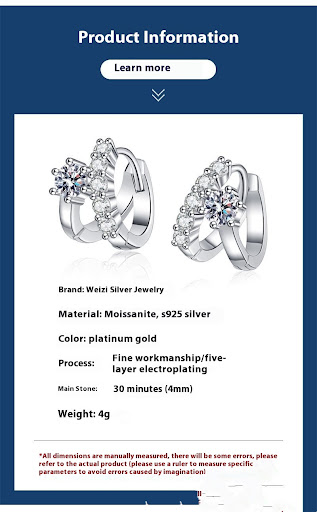 Title 5, S925 Sterling Silver Moissanite Light Luxury As...