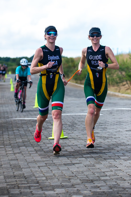 Linsay Engelbrecht and her guide Trish Heimann on the way to victory at the Central Gauteng championships in January. Picture: Willie Esterhuyzen