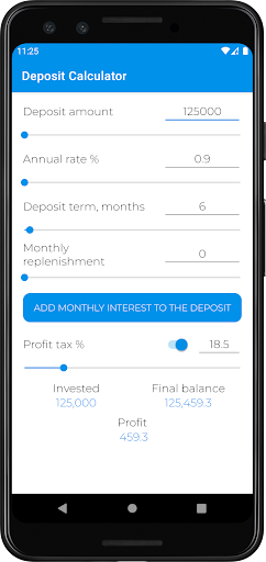 Screenshot Deposit Calculator