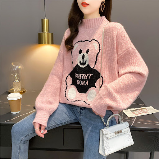 Title 23, Artificial Mink Fur Bear Sweater For Women Autu...