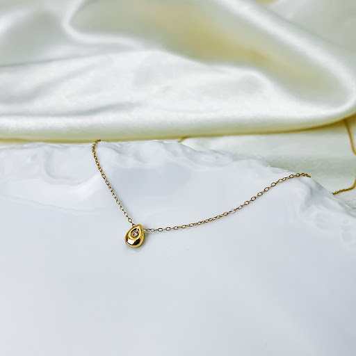 Title 9, Simple Fashion Geometry Pattern Round Zircon Ne...