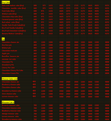 Cake Point menu 