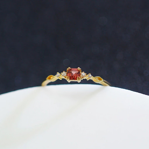 Title 3, Sterling Silver Garnet Wave Ring for Women, a b...