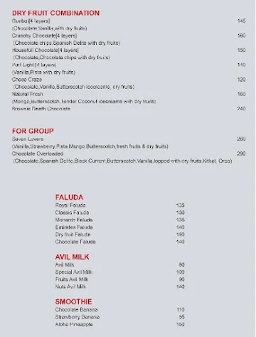 Malabar Camboose menu 