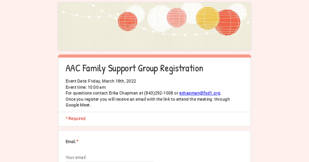 AAC Family Support Group Registration