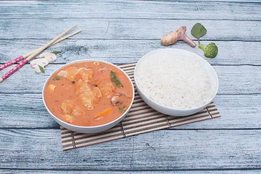 Fish In Red Thai Curry With Rice