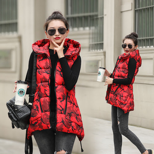 Title 6, Womens Mid-Length Down Cotton Vest Lightweight...