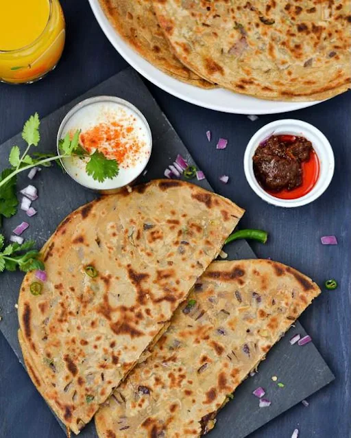 10" Forte Aglio Parantha +Achar, White Butter, Chutney & Dahin