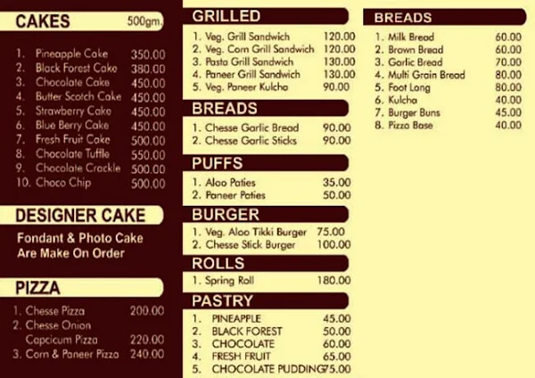 Mohan Jee's menu 